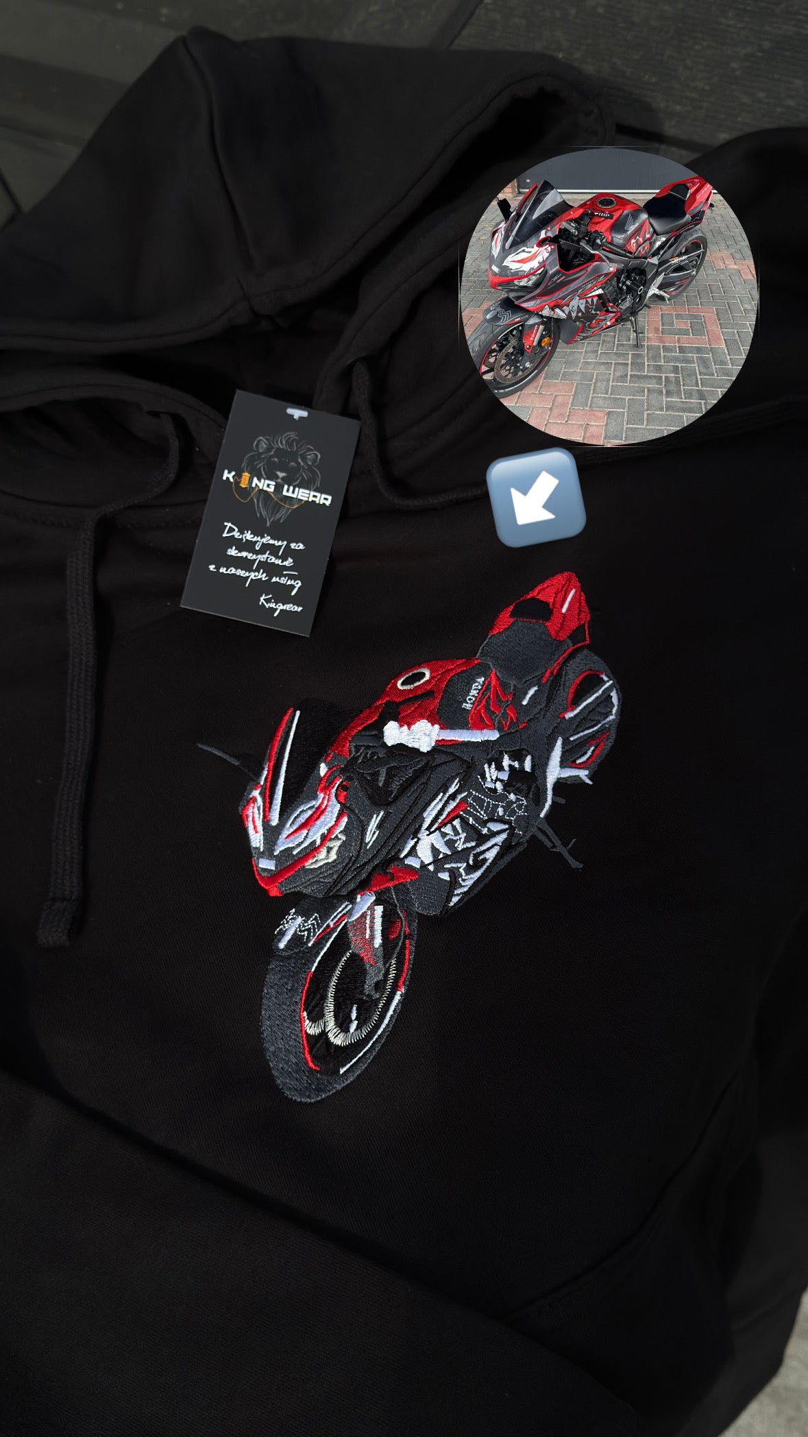 Haft na bluzie z Twojego zdjęcia motoru motocykla