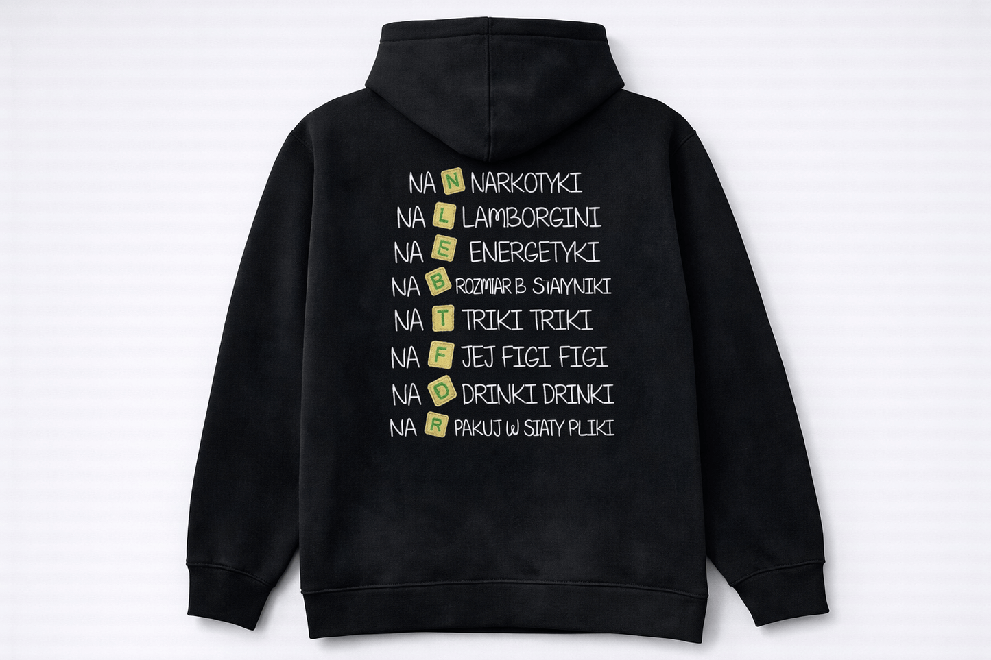Bluza haftowana z kapturem- Narko*ki na N, Energetyki na E