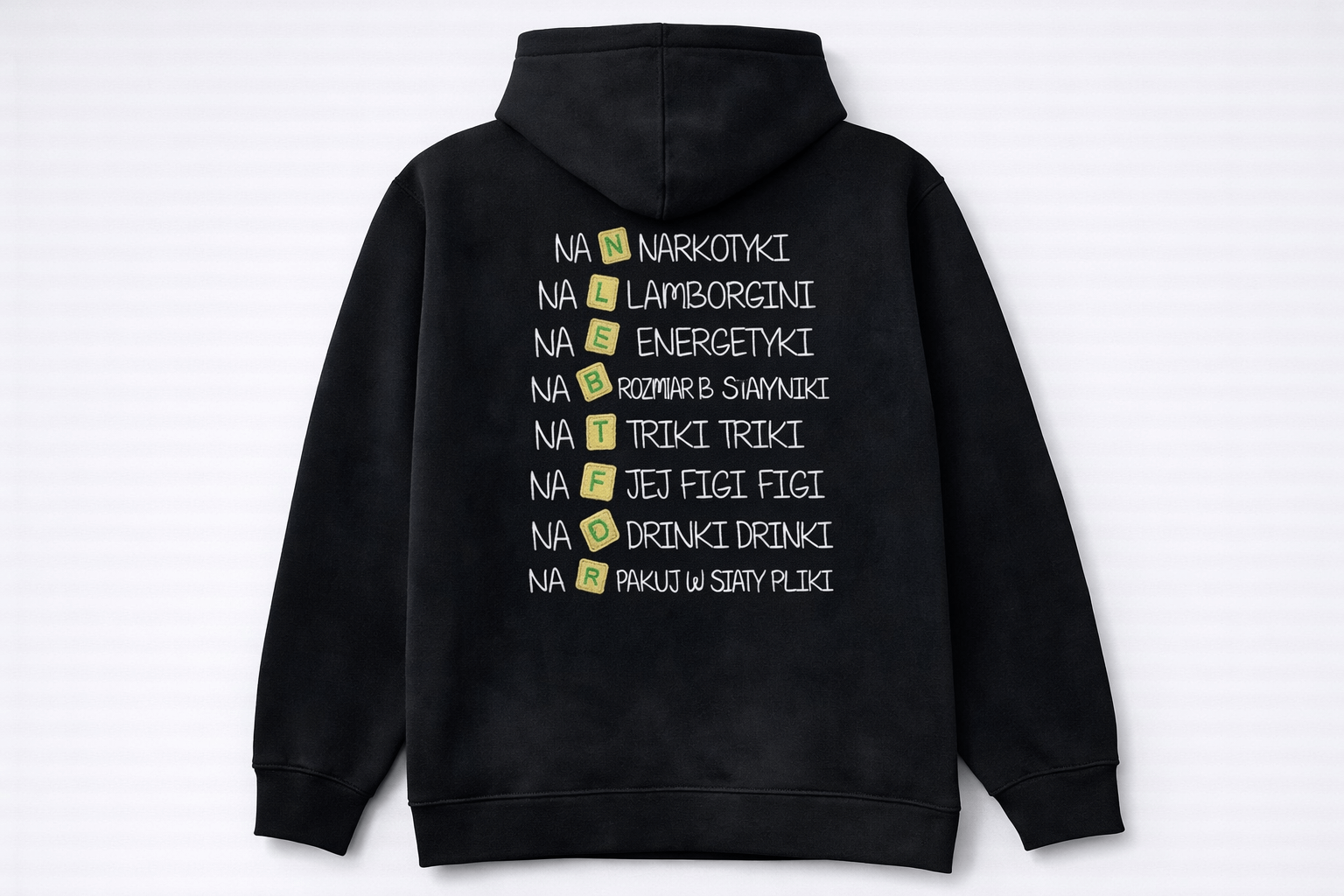 Bluza haftowana z kapturem- Narko*ki na N, Energetyki na E
