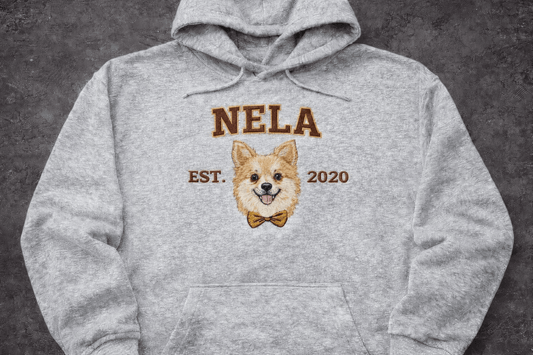 Bluza uniwersytecka z haftem pupila – personalizowana ze zdjęcia