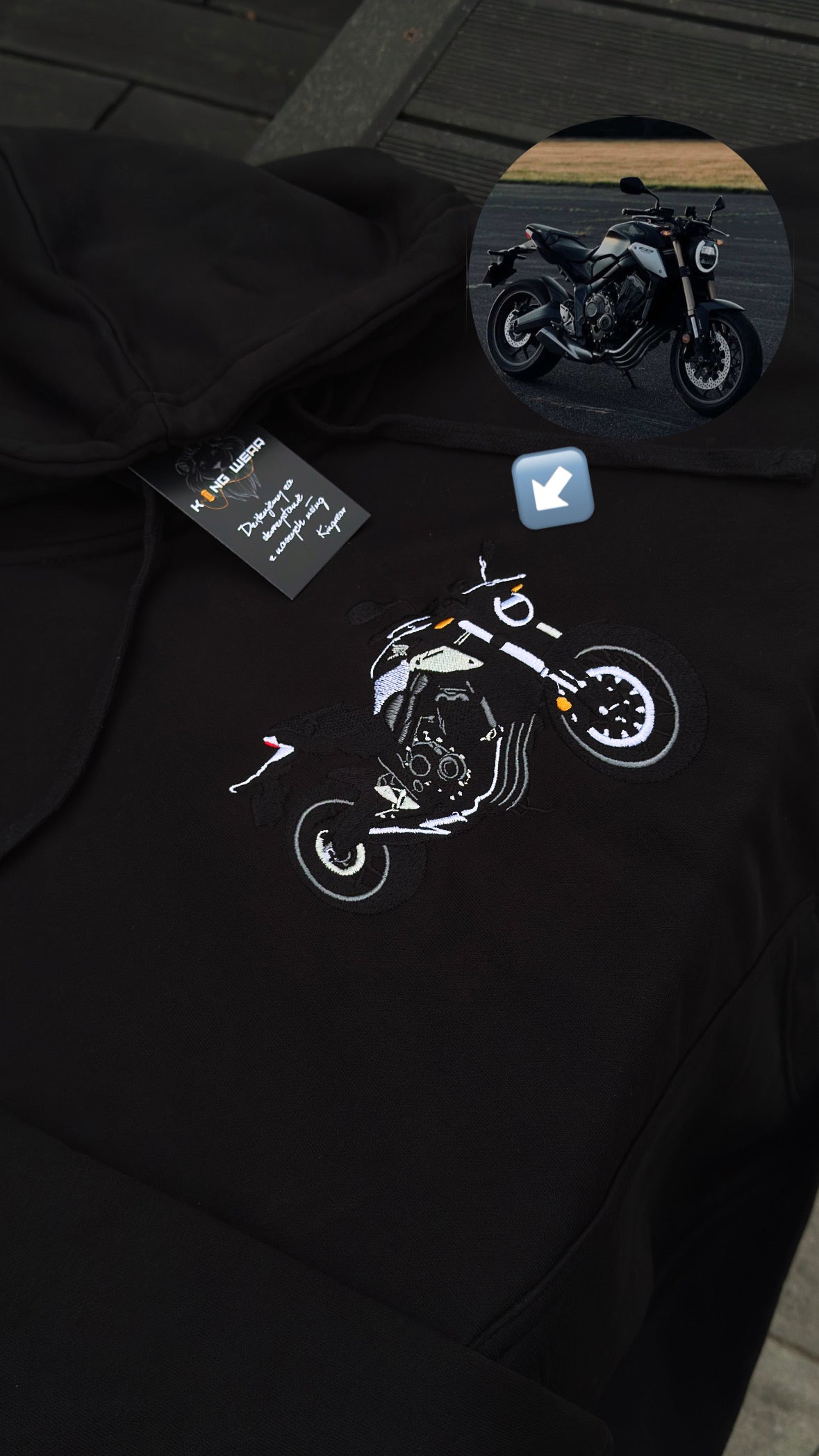 Haft na bluzie z Twojego zdjęcia motoru motocykla