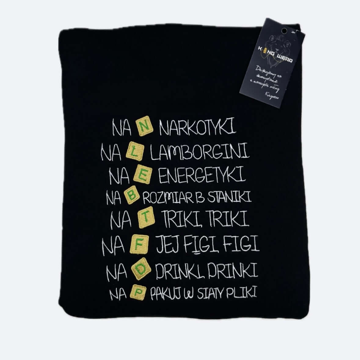 Bluza haftowana z kapturem- Narko*ki na N, Energetyki na E