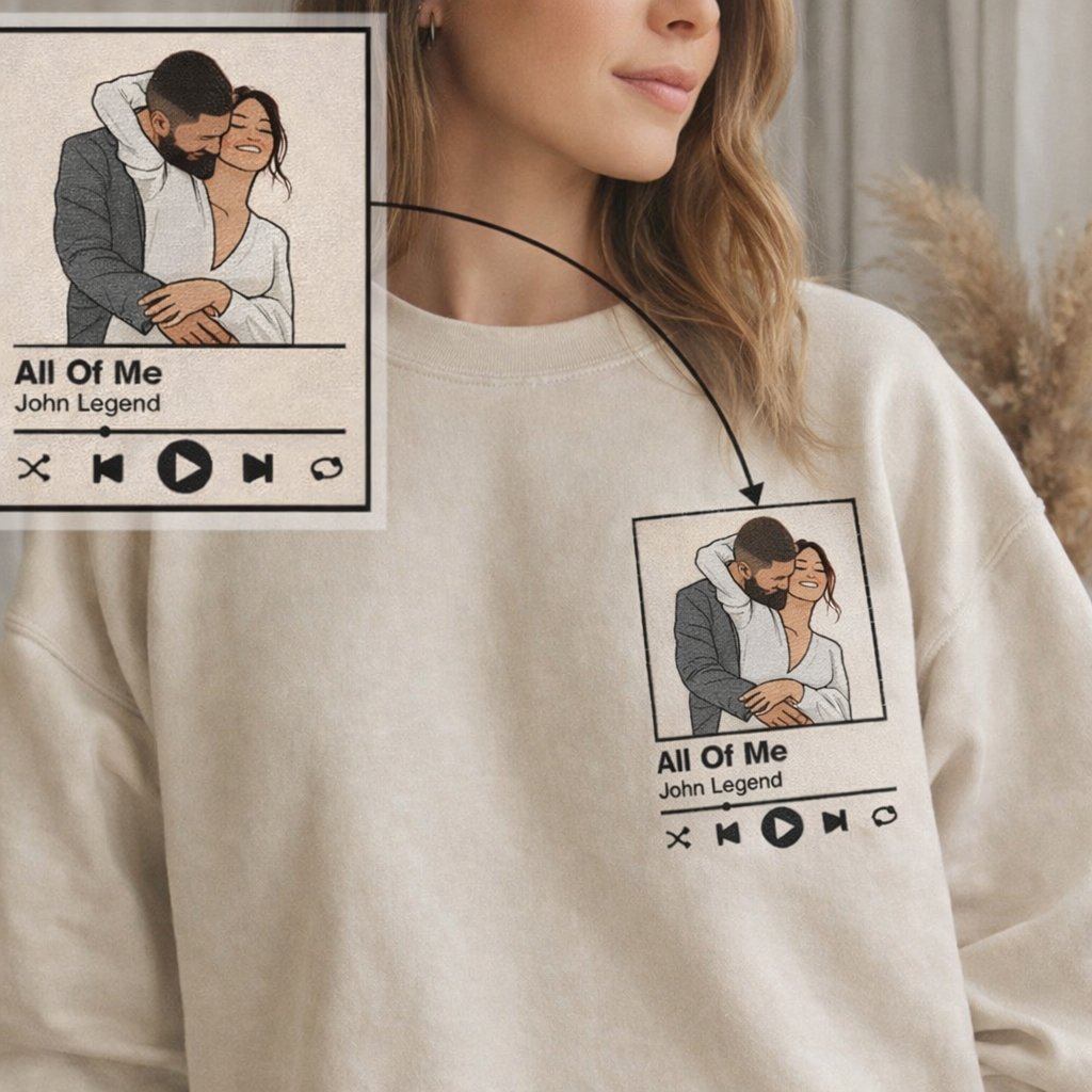 Haftowana Bluza z Twojego zdjęcia + odtwarzać muzyki z ulubioną piosenką