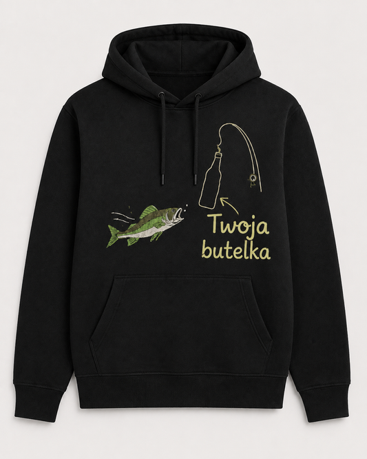 Personalizowana bluza z haftem – ryba i Twoja butelka