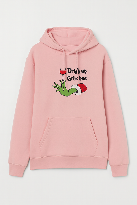 Bluza haftowana z kapturem Drink Up Grinches