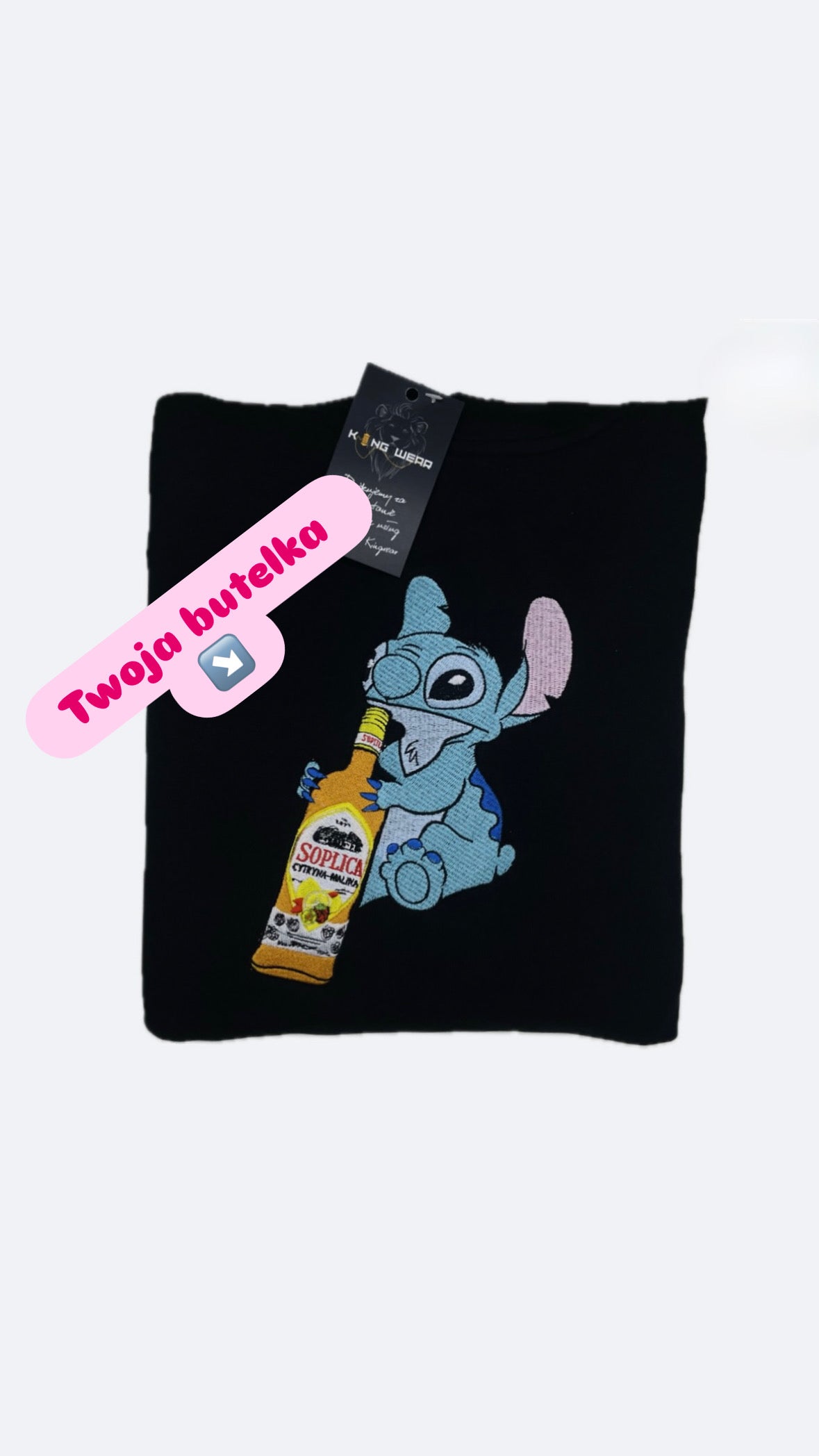 Bluza ze Stitchem i Twoją butelką – haft personalizowany