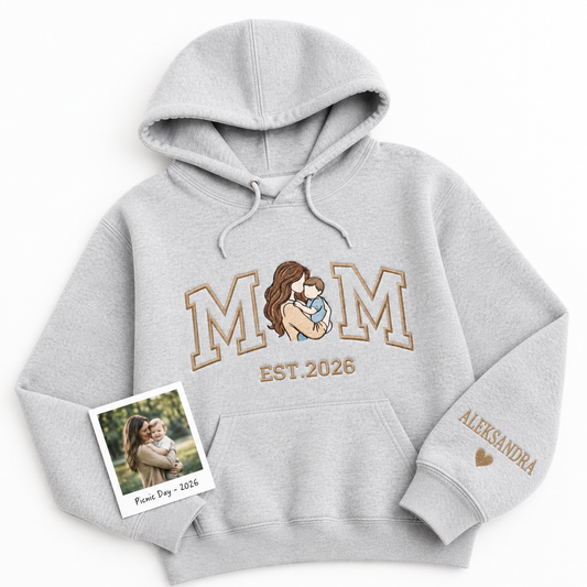 Personalizowana Bluza Haftowana – MOM z Twoim Zdjęciem