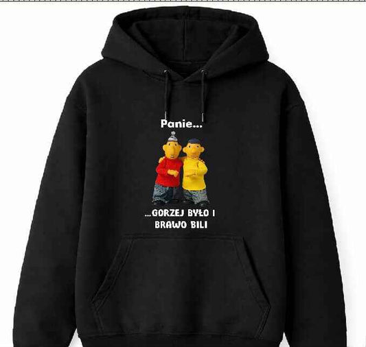 Bluza z nadrukiem „Panie… Gorzej było i brawo bili” – Pat i Mat