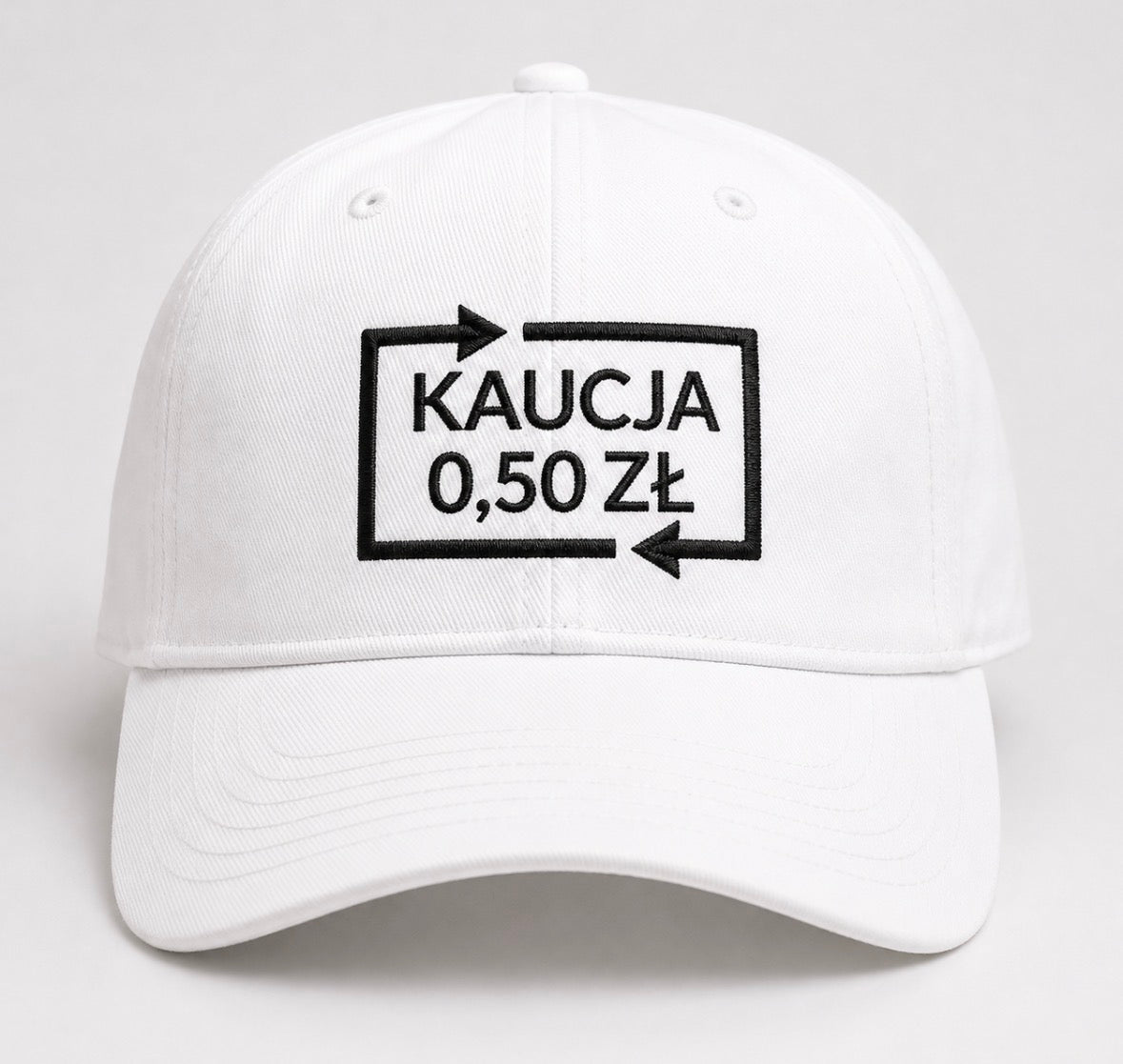 Czapka haftowana „KAUCJA 0,50 ZŁ” – 100% bawełna, regulowana
