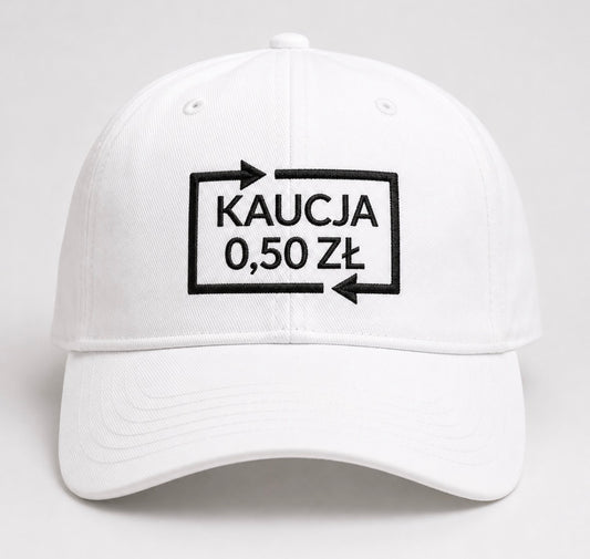 Czapka haftowana „KAUCJA 0,50 ZŁ” – 100% bawełna, regulowana