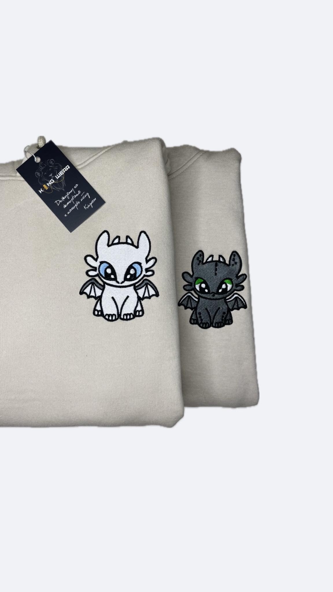 Matching Haftowanych Bluz z Kapturem Smoczki 