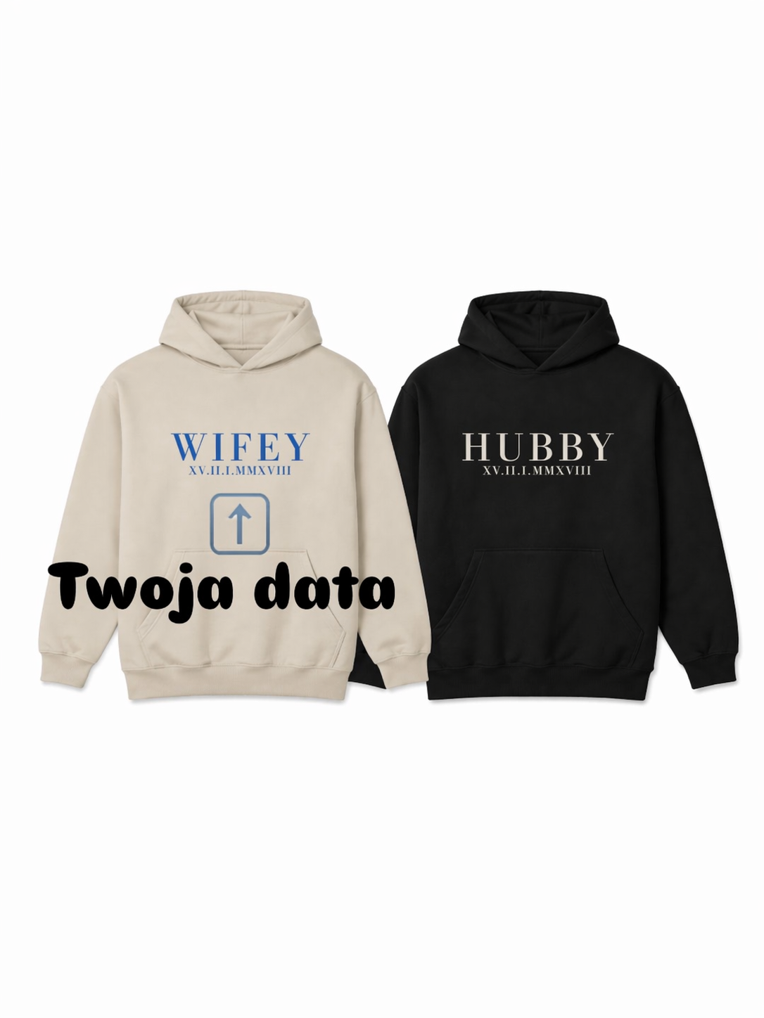 Personalizowana Bluza Haftowana – Hubby/Wifey – Data