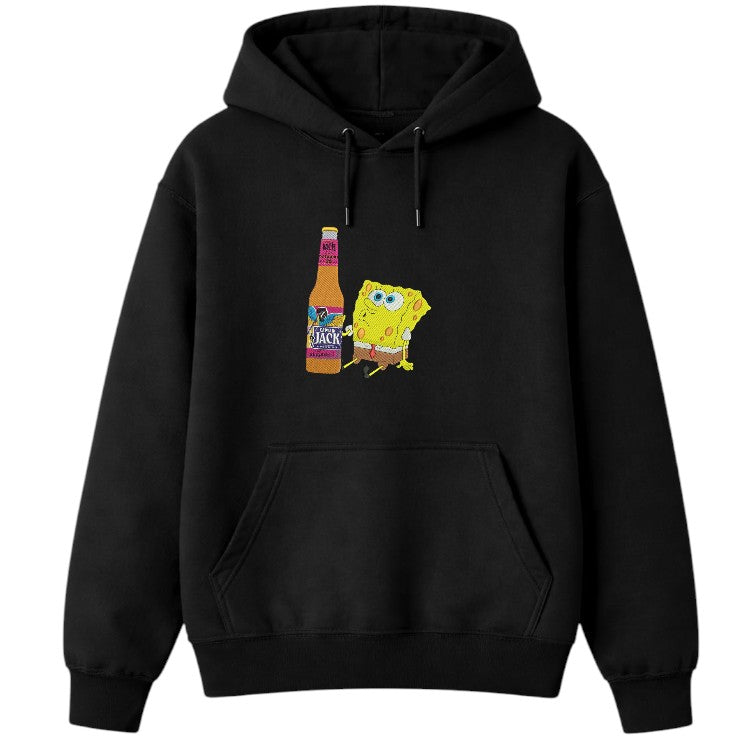 Bluza Haftowana – Spongebob Captain Jack, czarna bluza z haftem Spongebob oraz butelką, dostępna w różnych kolorach.